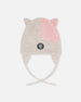 Lined Knit Hat With Ears Off-White And Pink - H10Z12_000