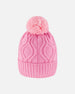 Lined Knit Pompom Hat Pink - H10Z14_624