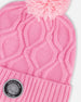 Lined Knit Pompom Hat Pink - H10Z14_624