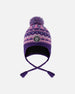 Lined Peruvian Knit Pompom Hat Purple And Pink - H10Z15_000