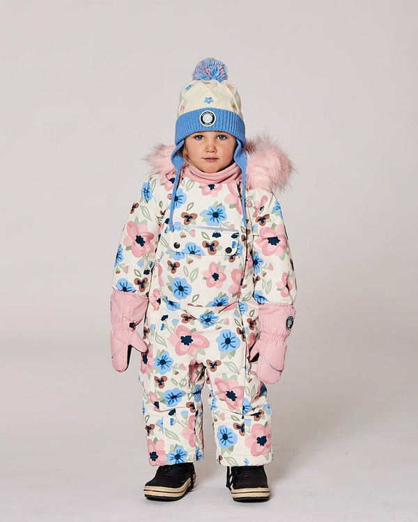 Lined Knit Hat With Ears Off-White And Blue - H10Z18_000