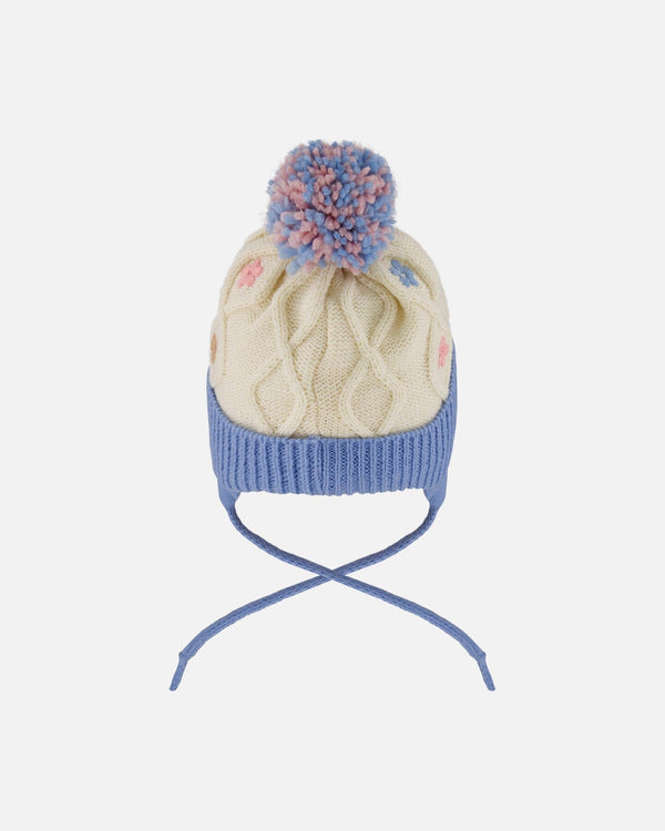 Lined Knit Hat With Ears Off-White And Blue - H10Z18_000