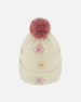 Lined Knit Pompom Hat Off-White And Pink - H10Z19_000