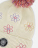 Lined Knit Pompom Hat Off-White And Pink - H10Z19_000
