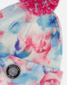 Lined Knit Pompom Hat Blue Flower Print - H10Z21_020