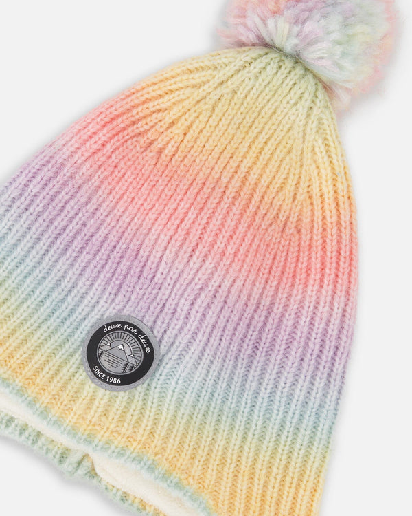 Lined Peruvian Knit Pompom Hat Multicolor - H10Z22_000
