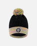 Lined Knit Hat With Pompom Black And Multicolor - H10Z24_000
