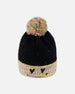 Lined Knit Hat With Pompom Black And Multicolor - H10Z24_000