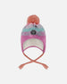 Lined Peruvian Knit Pompom Hat Pink, Orange And Turquoise - H10Z26_000