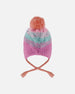 Lined Peruvian Knit Pompom Hat Pink, Orange And Turquoise - H10Z26_000