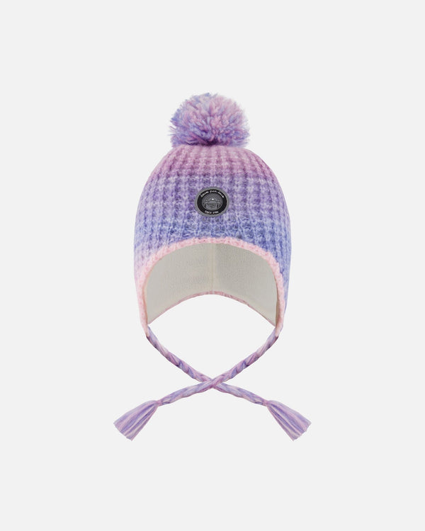 Lined Peruvian Knit Pompom Hat Blue, Purple And Pink - H10Z29_000