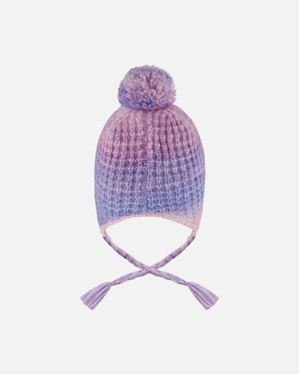 Lined Peruvian Knit Pompom Hat Blue, Purple And Pink - H10Z29_000