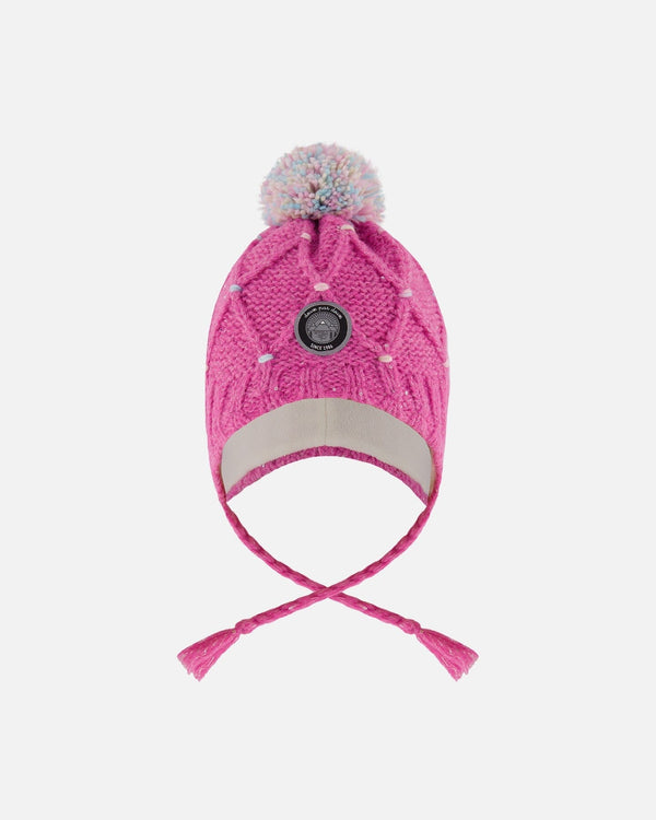 Lined Peruvian Knit Hat With Pompom Pink And Multicolor - H10Z31_000