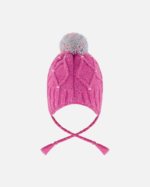 Lined Peruvian Knit Hat With Pompom Pink And Multicolor - H10Z31_000
