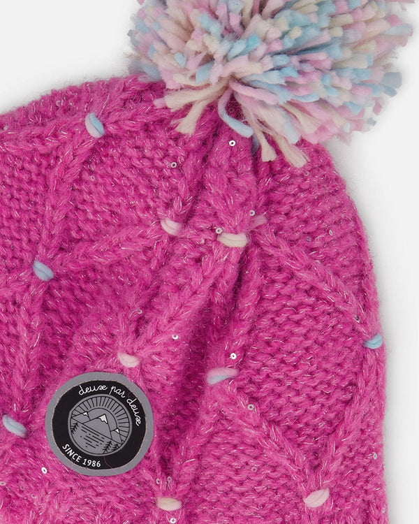Lined Peruvian Knit Hat With Pompom Pink And Multicolor - H10Z31_000