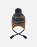Lined Peruvian Knit Pompom Hat Taupe And Navy - H10Z40_000