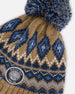 Lined Peruvian Knit Pompom Hat Taupe And Navy - H10Z40_000