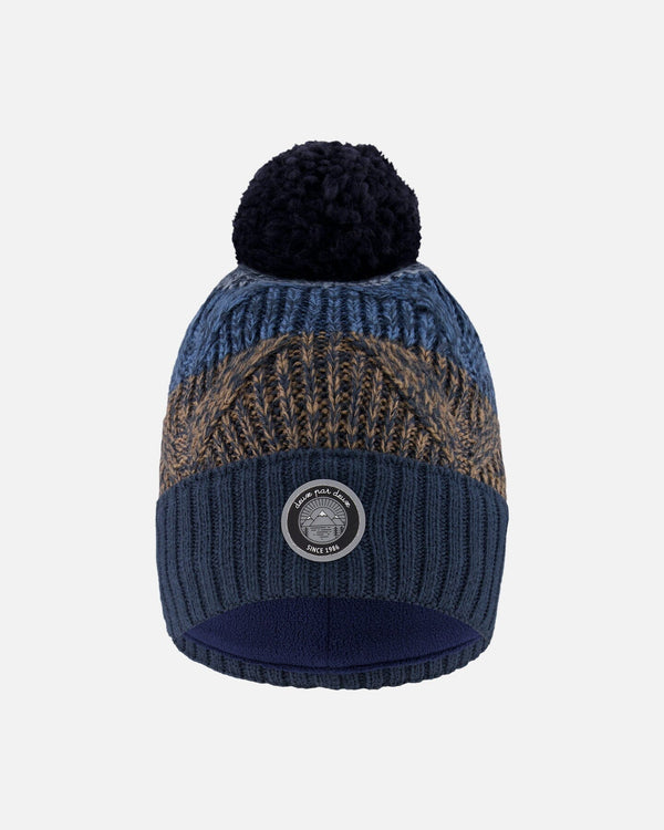 Lined Knit Pompom Hat Taupe And Navy - H10Z41_000