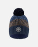 Lined Knit Pompom Hat Taupe And Navy - H10Z41_000