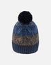 Lined Knit Pompom Hat Taupe And Navy - H10Z41_000