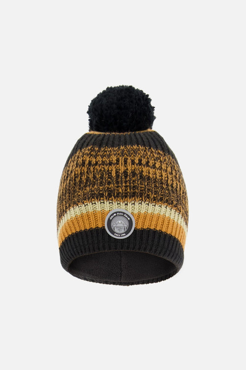Lined Knit Pompom Hat Black And Brown - H10Z43_000