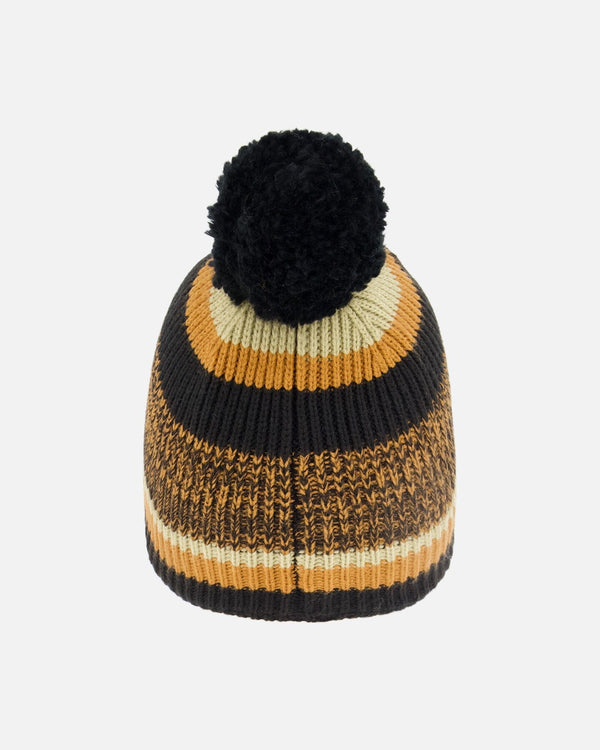 Lined Knit Pompom Hat Black And Brown - H10Z43_000