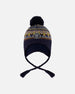 Lined Peruvian Knit Hat With Pompom Taupe And Navy - H10Z46_000