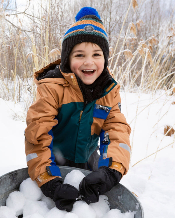 Lined Peruvian Knit Pompom Hat Black, Blue And Brown - H10Z47_000