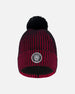 Lined Knit Pompom Hat Red And Black - H10Z48_000