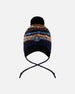 Lined Peruvian Knit Winter Hat With Pompom Taupe And Navy - H10Z49_000