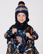 Lined Peruvian Knit Winter Hat With Pompom Taupe And Navy - H10Z49_000