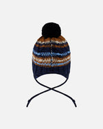 Lined Peruvian Knit Winter Hat With Pompom Taupe And Navy - H10Z49_000