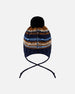 Lined Peruvian Knit Winter Hat With Pompom Taupe And Navy - H10Z49_000