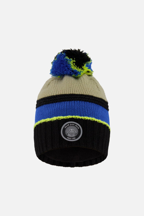 Lined Knit Pompom Hat Black, Taupe And Lime Green - H10Z51_000