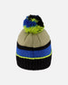 Lined Knit Pompom Hat Black, Taupe And Lime Green - H10Z51_000