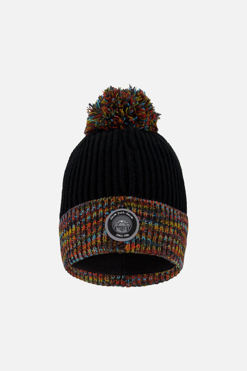 Lined Knit Winter Hat With Pompom Black And Multicolor - H10Z52_000