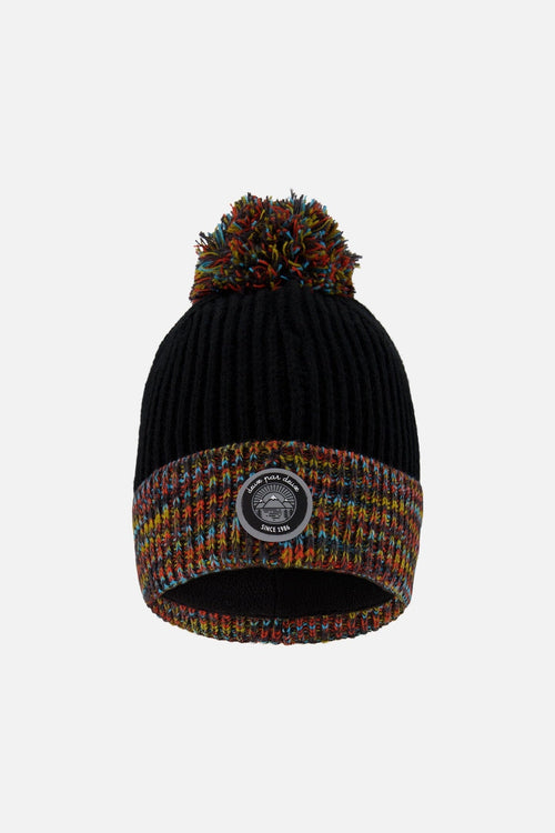 Lined Knit Winter Hat With Pompom Black And Multicolor - H10Z52_000