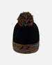 Lined Knit Winter Hat With Pompom Black And Multicolor - H10Z52_000