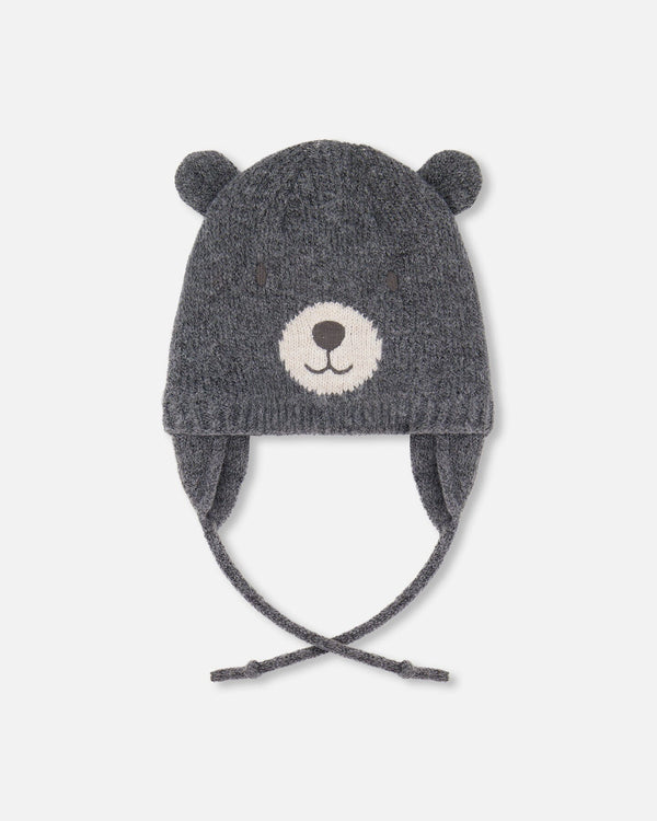 Lined Knit Hat With Ears Gray - H10Z55_000