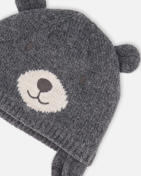 Lined Knit Hat With Ears Gray - H10Z55_000