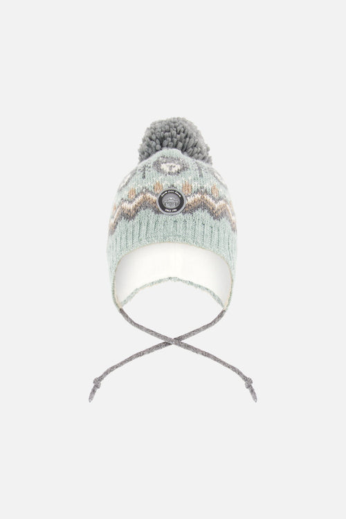 Lined Peruvian Knit Pompom Hat Gray And Sage - H10Z56_000