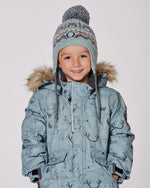 Lined Peruvian Knit Pompom Hat Gray And Sage - H10Z56_000