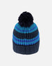 Lined Knit Winter Hat With Pompom Black And Blue - H10Z57_000