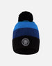 Winter Knit Hat With Pompom And Lining Black And Blue - H10Z59_000