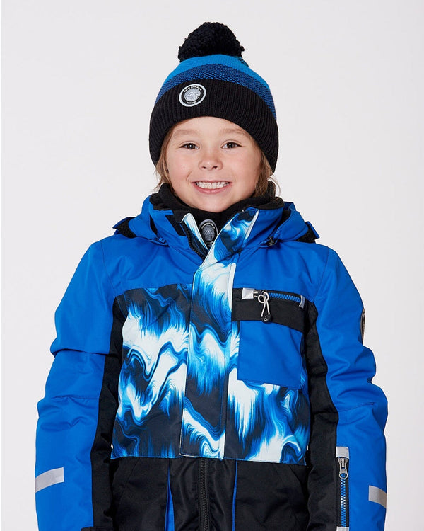 Winter Knit Hat With Pompom And Lining Black And Blue - H10Z59_000