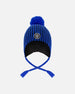 Winter Peruvian Knit Hat With Pompom And Lining Black And Blue - H10Z60_000