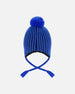 Winter Peruvian Knit Hat With Pompom And Lining Black And Blue - H10Z60_000
