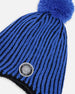 Winter Peruvian Knit Hat With Pompom And Lining Black And Blue - H10Z60_000