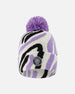 Lined Knit Pompom Hat Black, White And Lilac - H10Z63_000