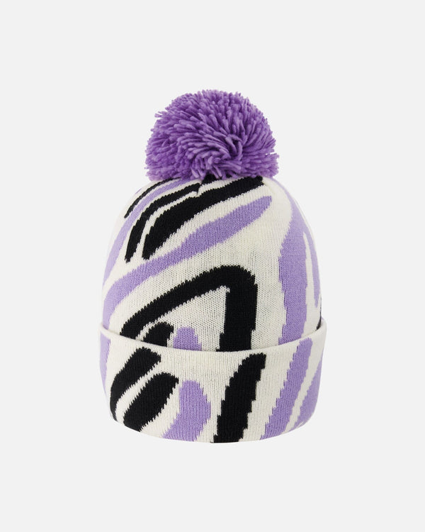 Lined Knit Pompom Hat Black, White And Lilac - H10Z63_000